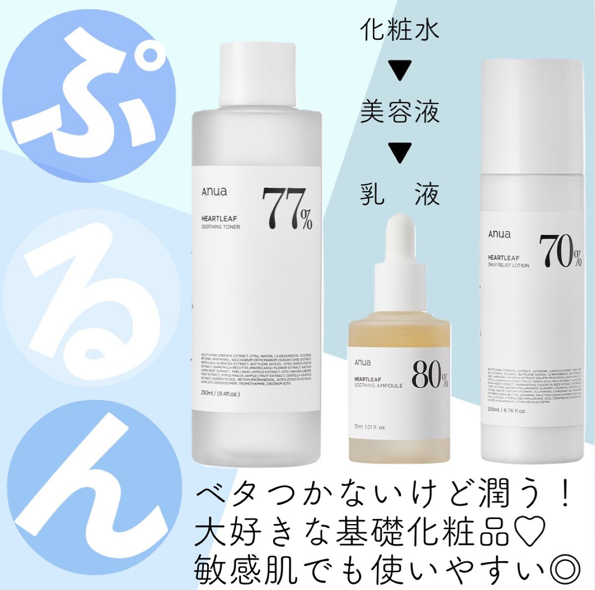 \大好きな基礎化粧品！！！/


----*----*----*----*----*----*----*----*----*
anua
・ドクダミ77%スージングトナー　
　¥2,950
・ドクダミ80%スージングアンプル
　¥3,800
