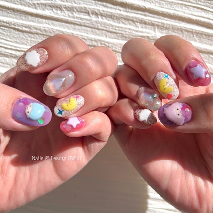 ぴよこれいと あうるす on LIPS 「キキララネイル。リトルツインスターズ?キキララの方が可愛いのに..」(4枚目)