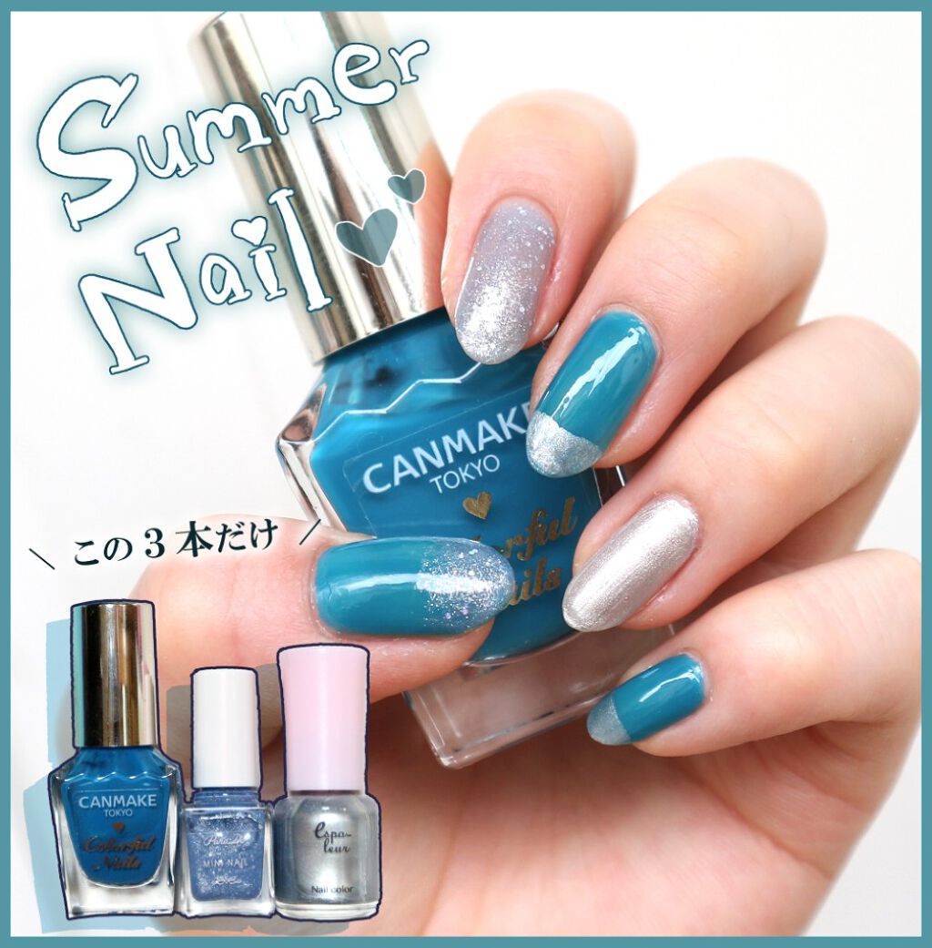 #ミニネイル,#セルフネイル,#夏ネイル,#ブルーネイル,#めるすネイルのネイルデザイン