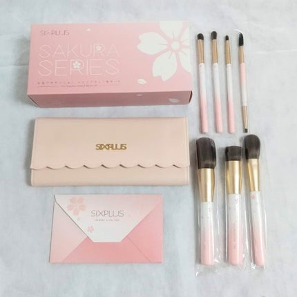SIXPLUS 桜色グラデーション メイクブラシ 7本セット/SIXPLUS/メイクブラシを使ったクチコミ(7枚目)