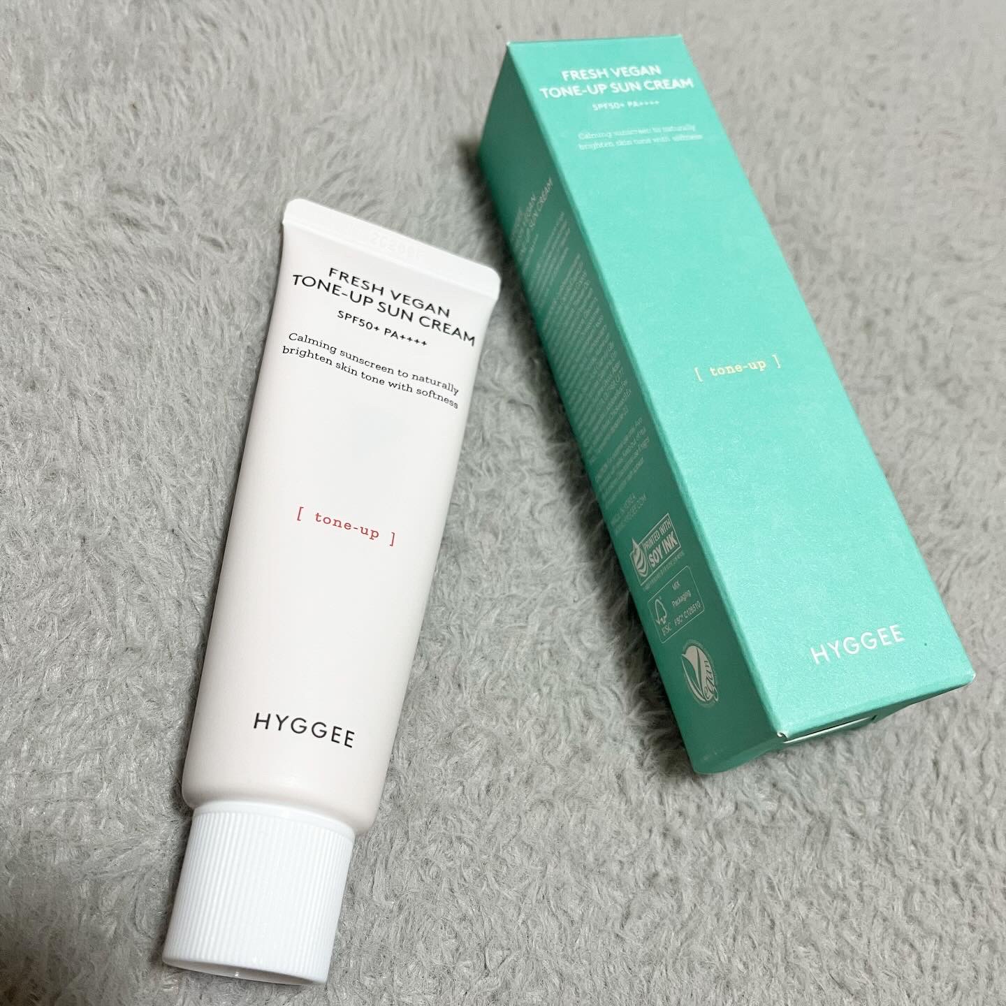 フレッシュヴィーガントーンアップサンクリーム/HYGGEE/日焼け止めクリームを使ったクチコミ（1枚目）