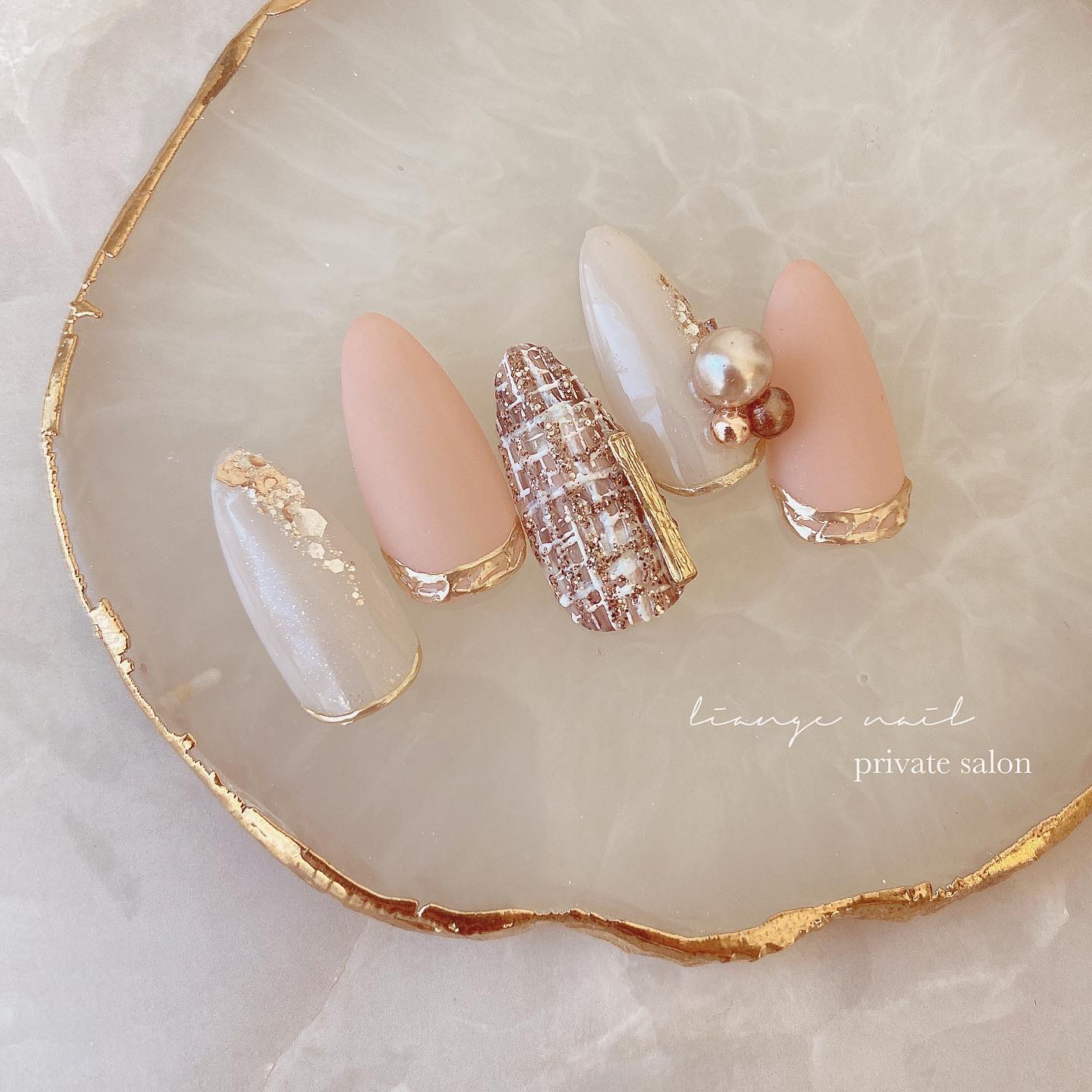 #リアンジェネイル,#柏ネイル,#ネイル,#ニュアンスネイル,#大人ニュアンスネイル,#シェルネイル,#ミラーネイル,#ツイードネイル,#春ネイルのネイルデザイン