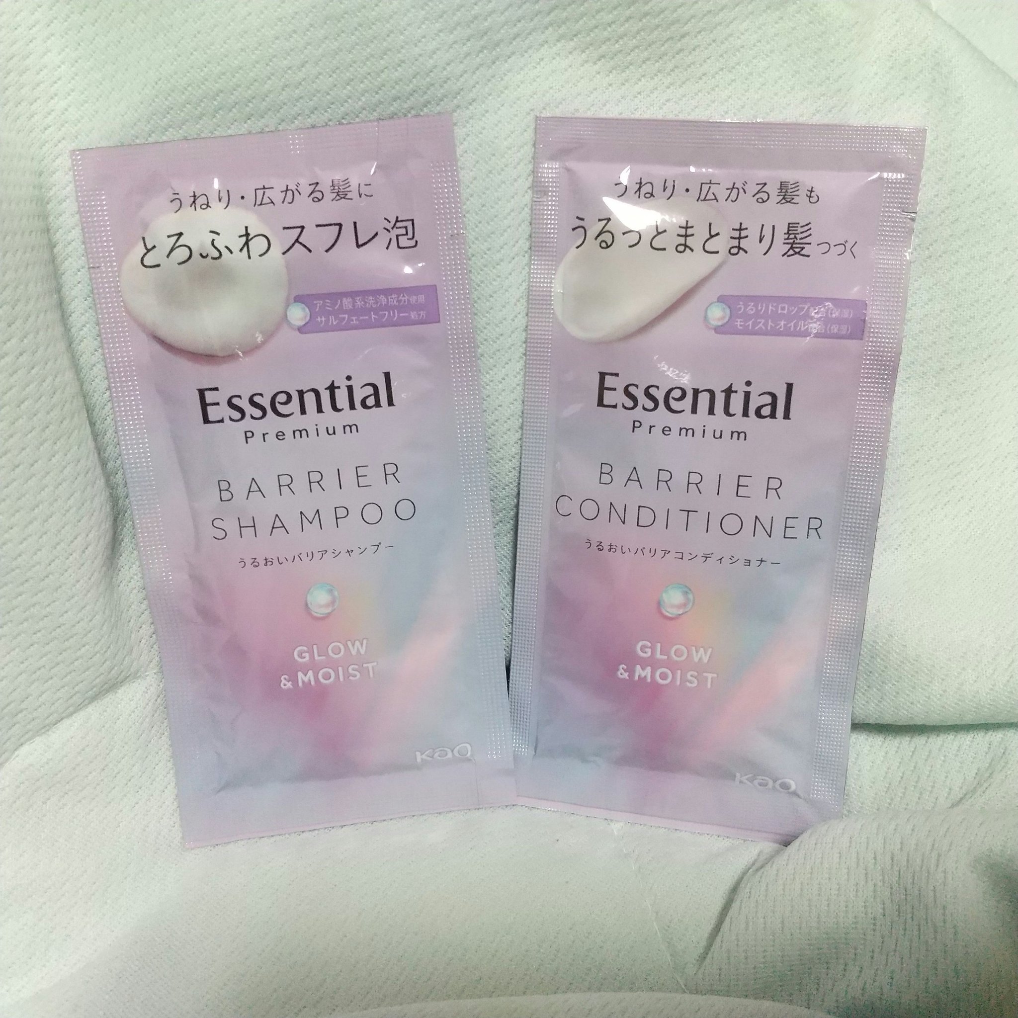 エッセンシャル エッセンシャル プレミアム うるおいバリアシャンプー/コンディショナー グロウ＆モイストのクチコミ「【使った商品】エッセンシャル プレミアム うるおいバリアシャンプー/コンディショナー グロウ＆.....」（2枚目）