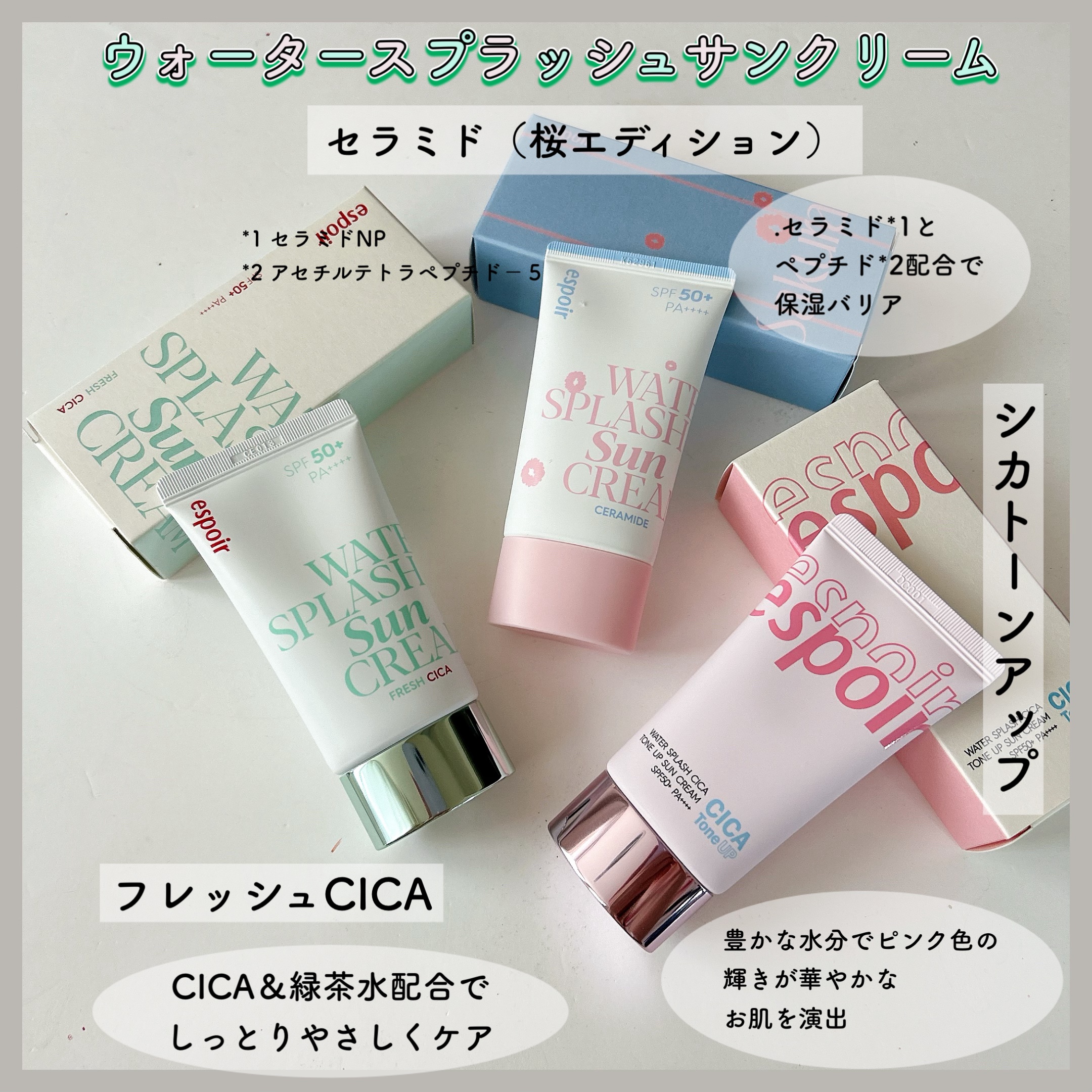 ウォータースプラッシュシカトーンアップクリーム/espoir/化粧下地を使ったクチコミ（2枚目）