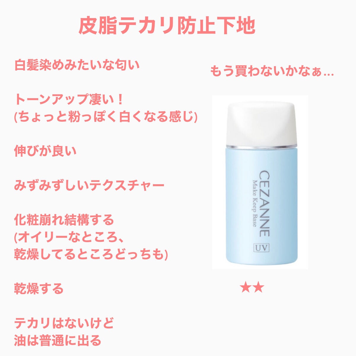 皮脂テカリ防止下地/CEZANNE/化粧下地を使ったクチコミ(3枚目)