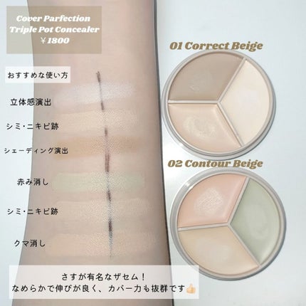 カバーパーフェクション トリプル ポット コンシーラー/the SAEM/パレットコンシーラーを使ったクチコミ(2枚目)
