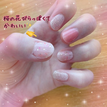 セミキュアジェルネイル（ハンド） ND-355 N Rose Diamond (Cherry blossom Collection)/ohora/ネイルシールを使ったクチコミ（2枚目）