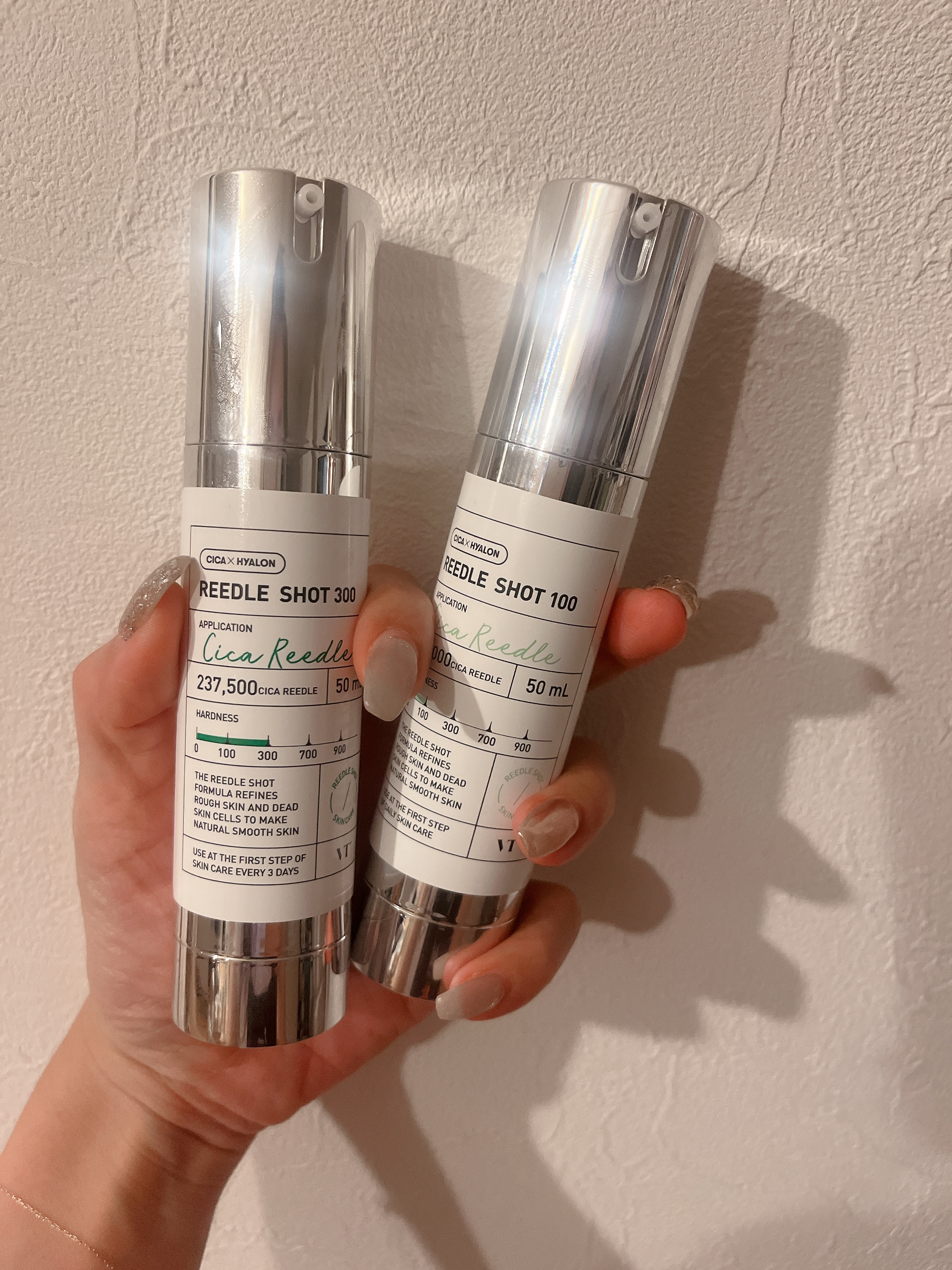 ▪️VT おうち美容エステ
リードルショット100 
リードルショット300
今までにないブースターに出会いました💚
美容針が配合された美容液なんだけど。。
チクチク具合が本物さを実感させてくれるというか、効果を感じる🥰
100でもかな