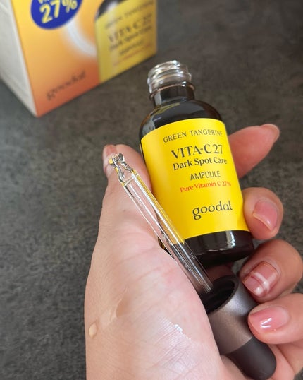 グリーンタンジェリンビタC27ダークスポットケアアンプル/goodal/美容液を使ったクチコミ(4枚目)