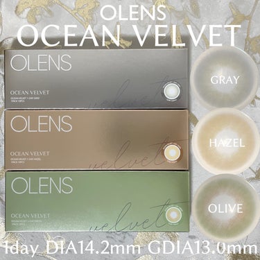 OLENS オーシャンベルベット 1dayのクチコミ「OLENS
オーシャンベルベット 1day
グレー / ヘーゼル / オリーブ
DIA14.2.....」（1枚目）