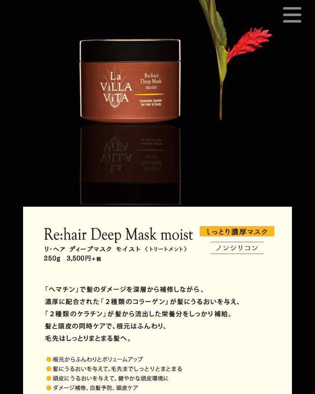 リ・ヘア ディープマスク モイスト/La ViLLA ViTA/ヘアマスク・ヘアパックを使ったクチコミ(2枚目)
