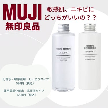 無印の化粧水、どれにするか悩んでる方たくさんいらっしゃいますよね？そんな方にぜひ読んで、わたしと同じ失敗はしてほしくないです！！

〈☁️わたしの肌質〉
・繰り返すニキビ、ニキビ跡あり
・肌は白い
・混