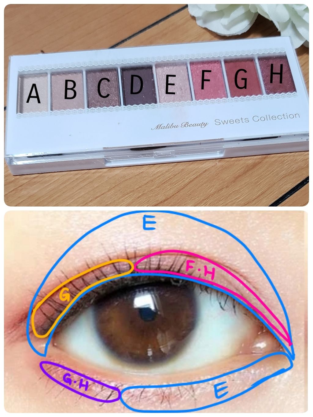 スイーツコレクション/マリブビューティー/アイシャドウパレットを使ったクチコミ(2枚目)