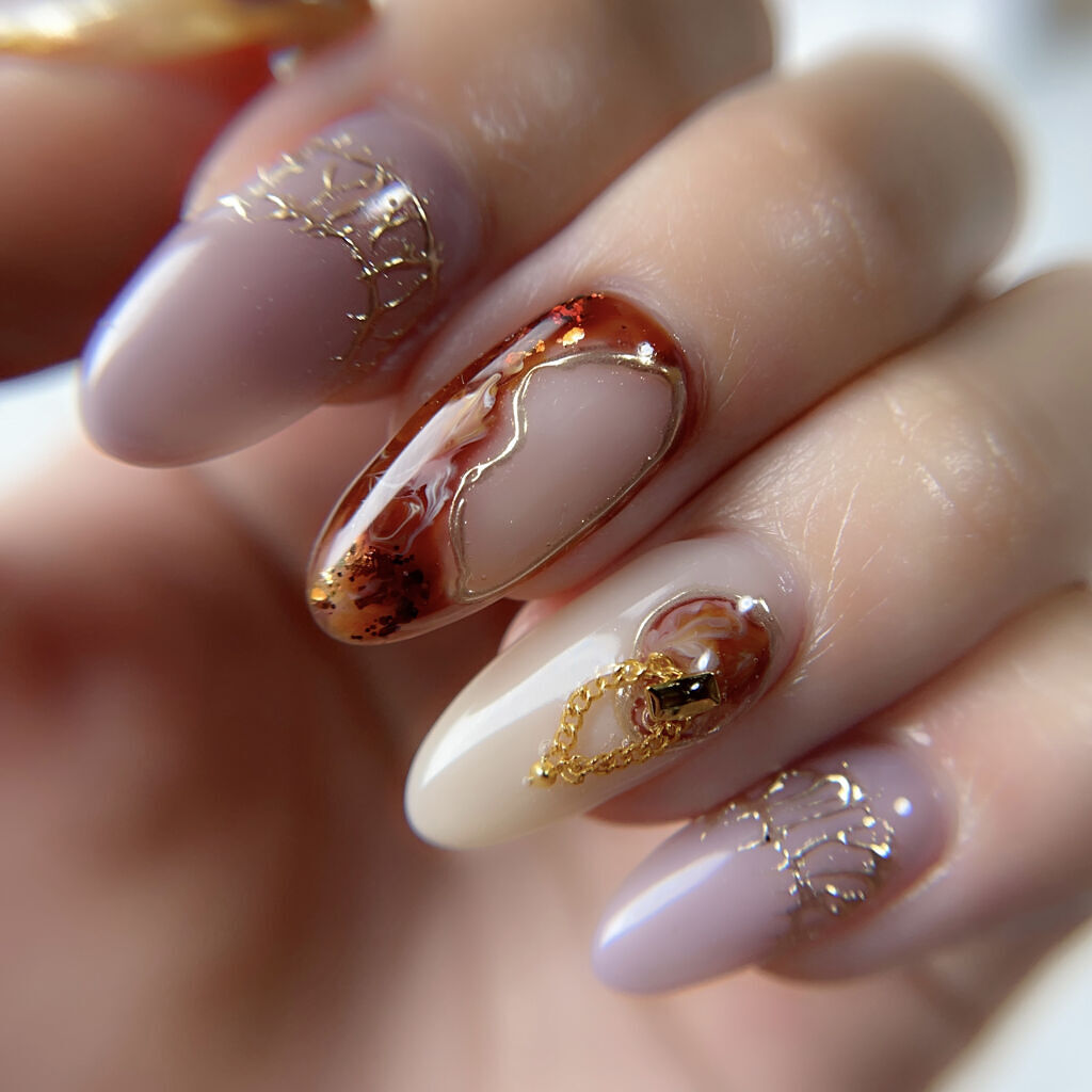 秋ネイル　ニュアンスネイル カフェオレ カフェラテ ネイルチップ ハンドメイド 秋ネイル ニュアンスネイル カフェオレ カフェラテ ネイルチップ