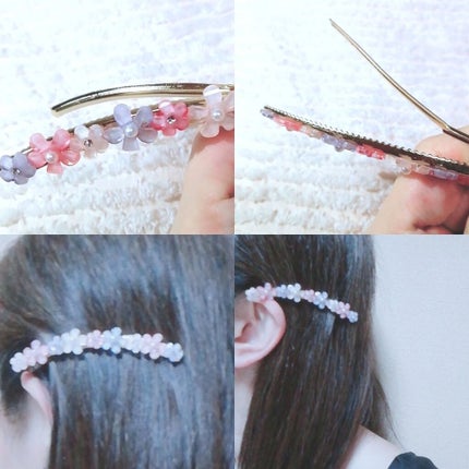 ゆきこすめ。 on LIPS 「DAISOアクリルフラワークリップピンク、パープル、ホワイトの..」(2枚目)