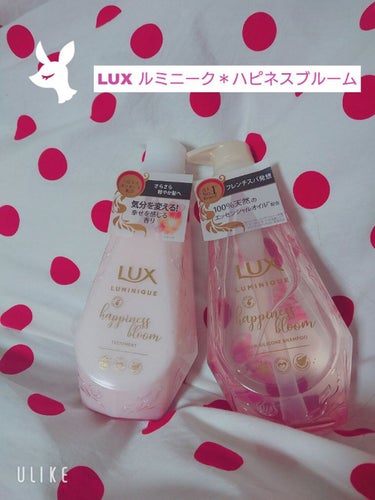 【使った商品】
LUX ルミニーク

【香り】
ハピネスブルーム

【使用感】
ピンクのボトルが可愛いくて、宝石みたい💕
お風呂場で嗅いだときは柑橘系の爽やかな香りに感じました🍊✨
あとちょっと、タイの