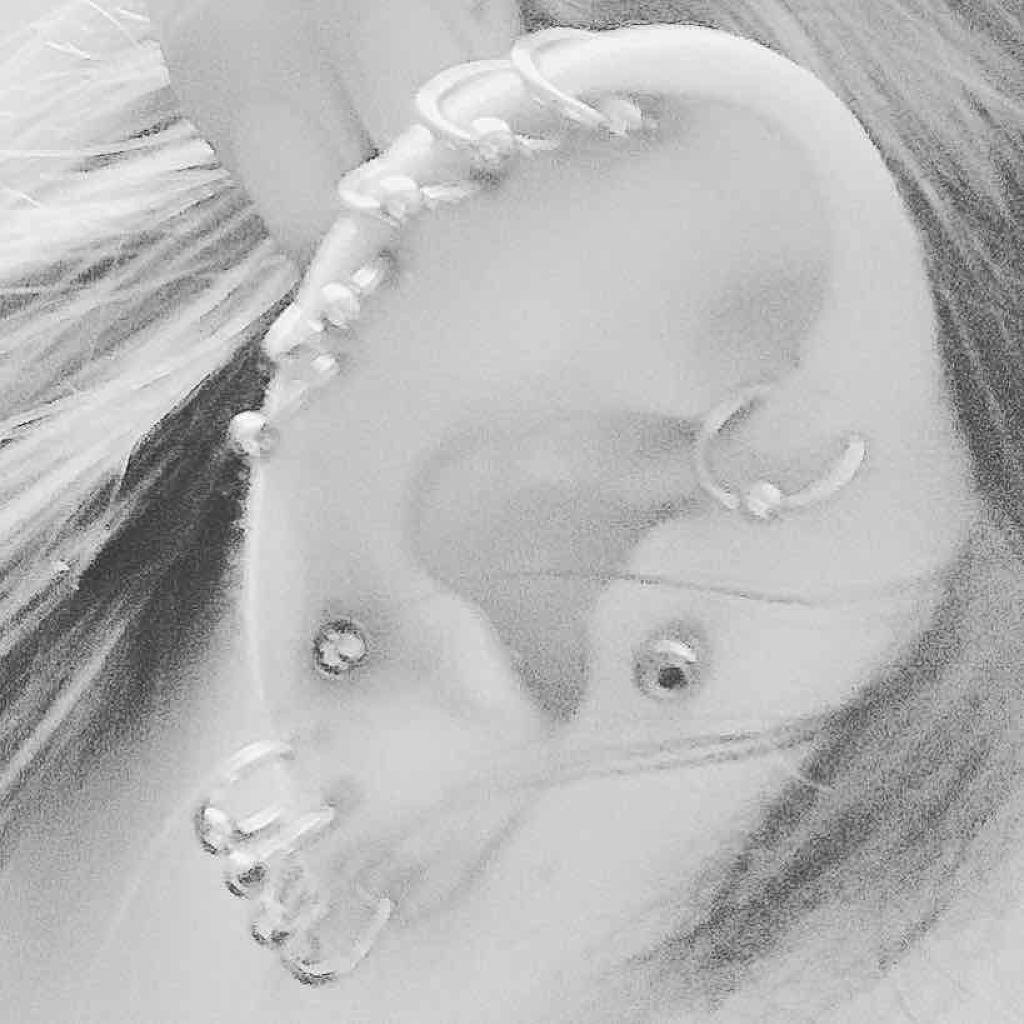 ぜろ on LIPS 「たまに急に思い出して始めるピアスここに開いてますよのコーナーピ..」(1枚目)