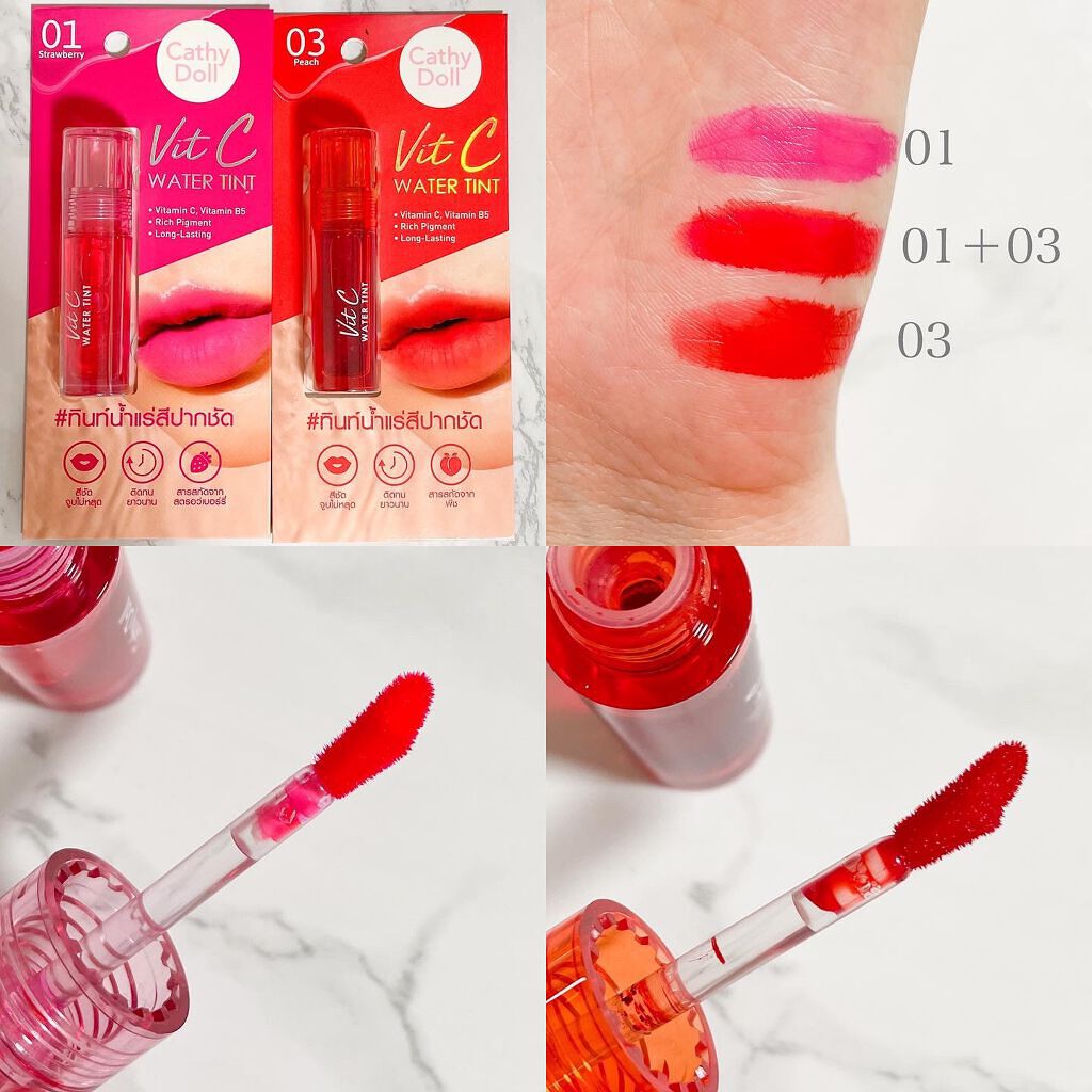 Vit C ウォーターティント 03 Peach/CathyDoll/リップティントを使ったクチコミ（2枚目）