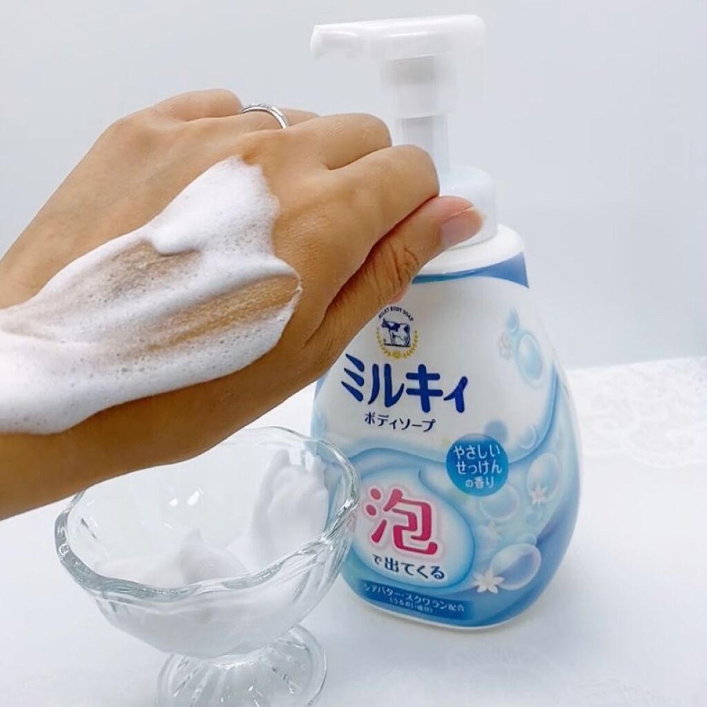 泡で出てくる ミルキィボディソープ やさしいせっけんの香り ポンプ600ml【旧】/ミルキィ/ボディソープを使ったクチコミ（1枚目）