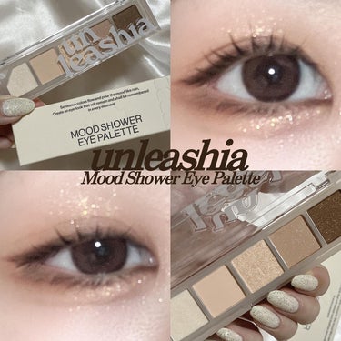 unleashia ムードシャワーアイパレットのクチコミ「🍪🫖

▶︎unleashia(アンリシア)
　Mood Shower Eye Palette.....」（1枚目）