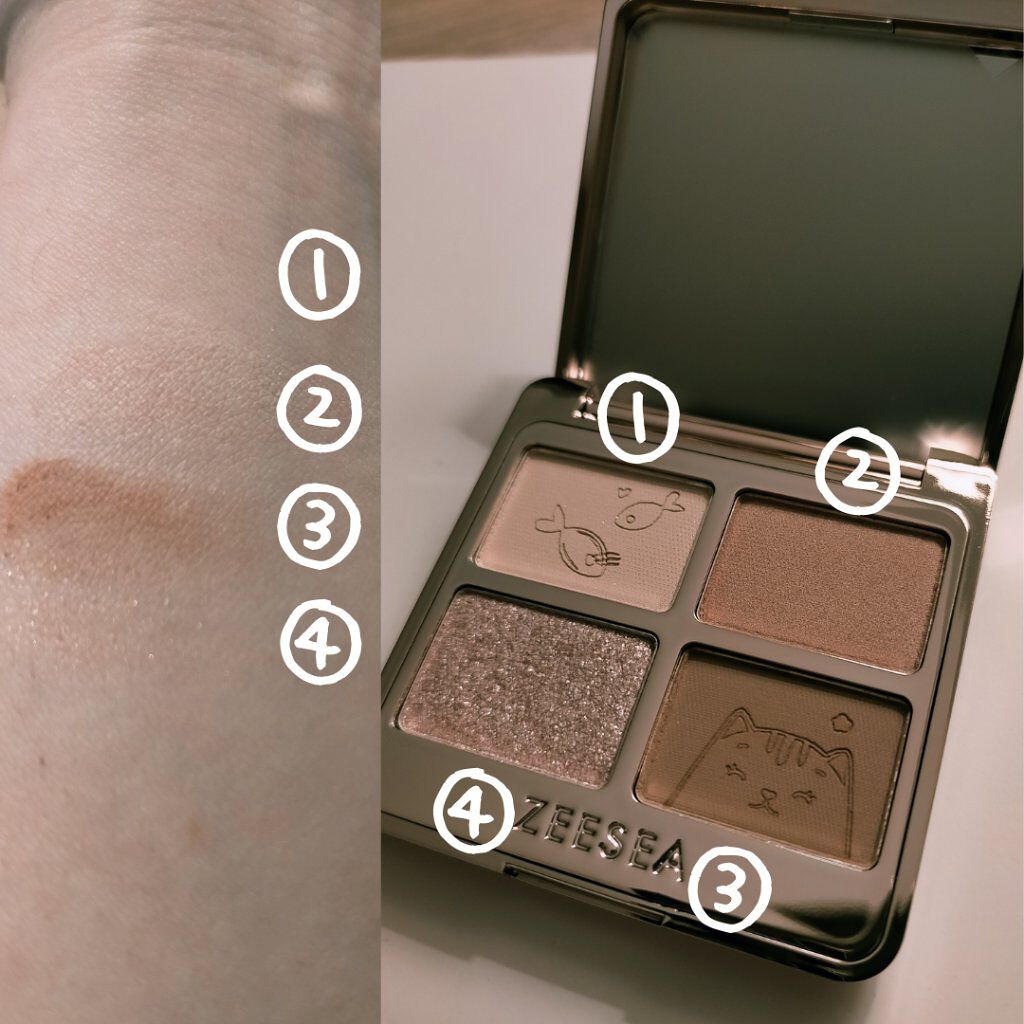 アニマルアイシャドウ(4シェード) 01 ミルクティー/ZEESEA/アイシャドウパレットを使ったクチコミ（2枚目）