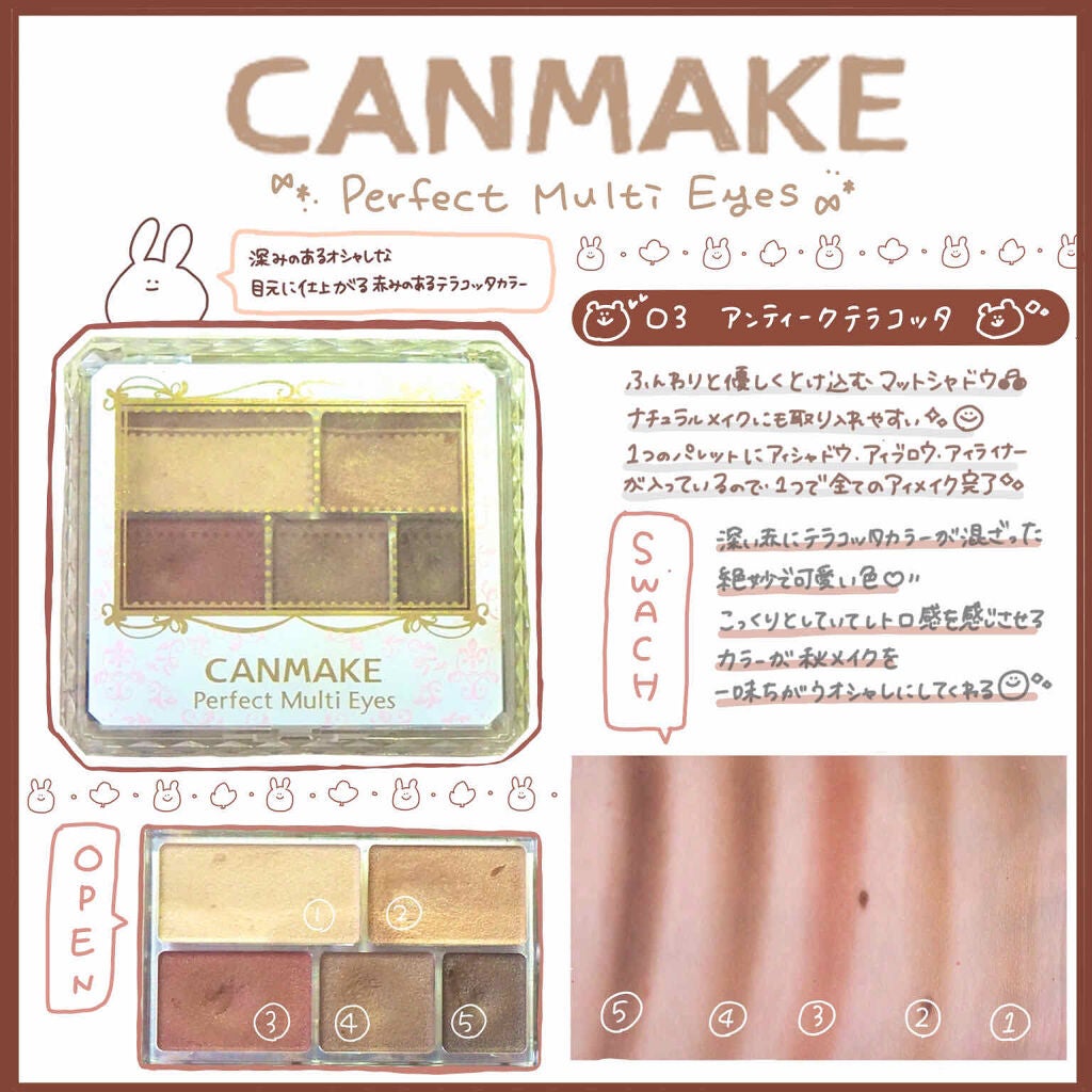 パーフェクトマルチアイズ/キャンメイク/アイシャドウパレットを使ったクチコミ(1枚目)