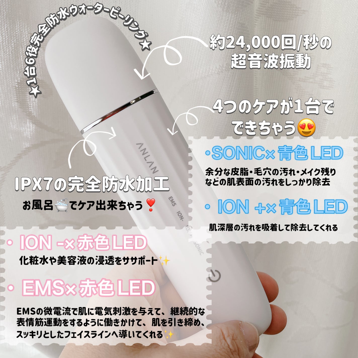 ウォーターピーリング超音波美顔器/ANLAN/美顔器・マッサージを使ったクチコミ(2枚目)