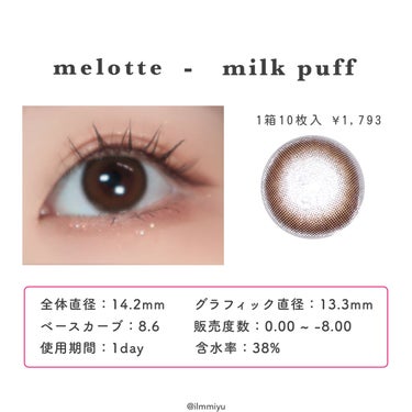 melotte 1day ミルクパフ/melotte/カラーコンタクトレンズを使ったクチコミ（2枚目）