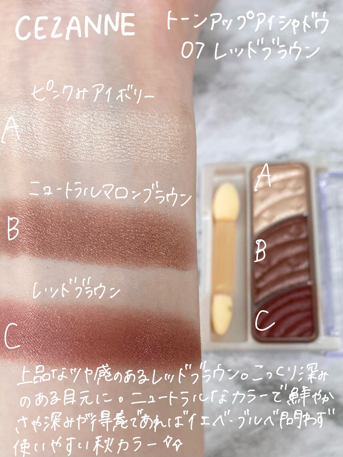 トーンアップアイシャドウ/CEZANNE/アイシャドウパレットを使ったクチコミ(2枚目)