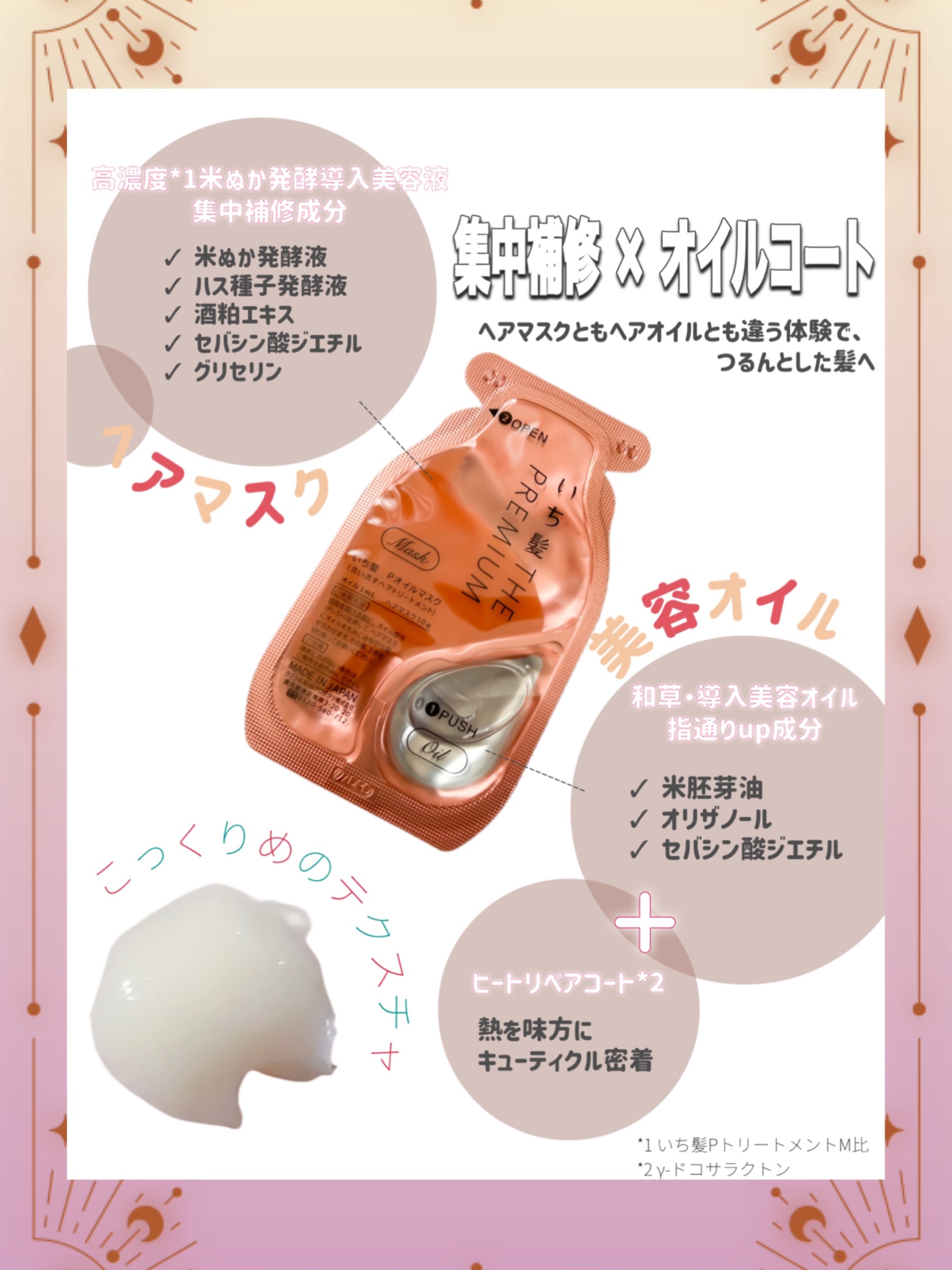 いち髪　THE PREMIUM　Wケアブースター美容オイルマスク/いち髪/ヘアマスク・ヘアパックを使ったクチコミ（2枚目）