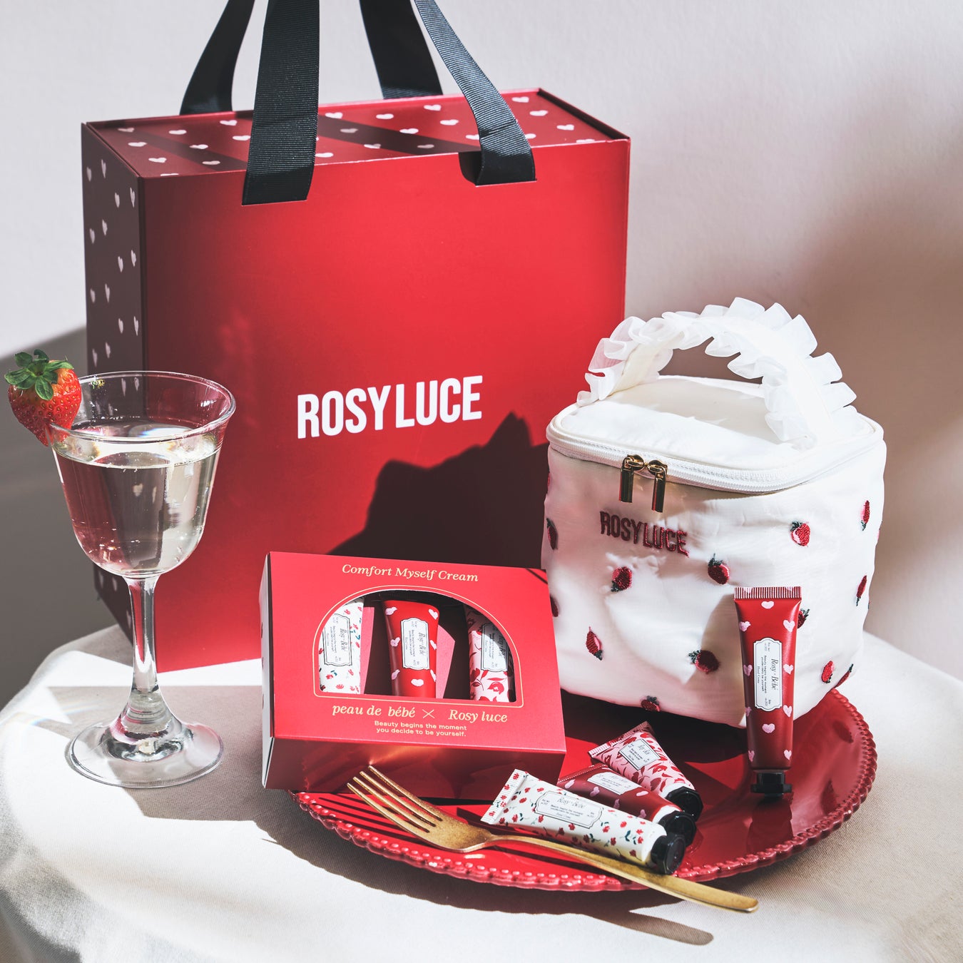 Rosy luce Christmas Gift Box SET B  Large Box Pouch Set