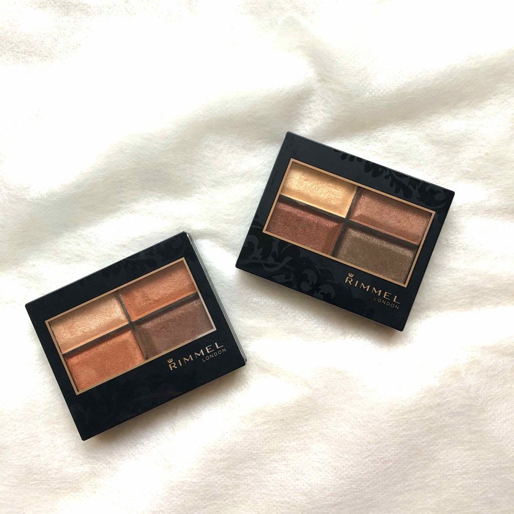 【お気に入りコスメ】

RIMMEL 
ロイヤルヴィンテージ アイズ
014（1枚目 左側、2枚目）オレンジ系の色味
009（1枚目 右側、3枚目）ボルドー系の色味

私服を着るときは
目元に色味を出したいので
その際によく使うアイシャドウ