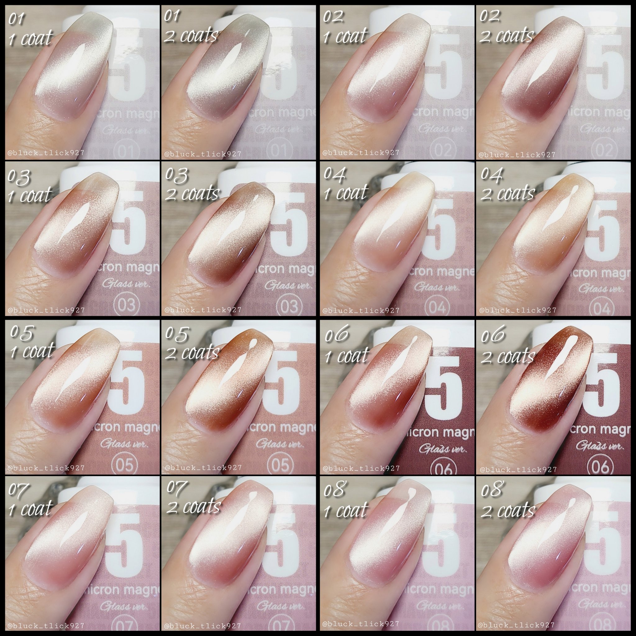 ワンカラーネイルのネイルデザイン】5ミクロンマグネット ガラス ver