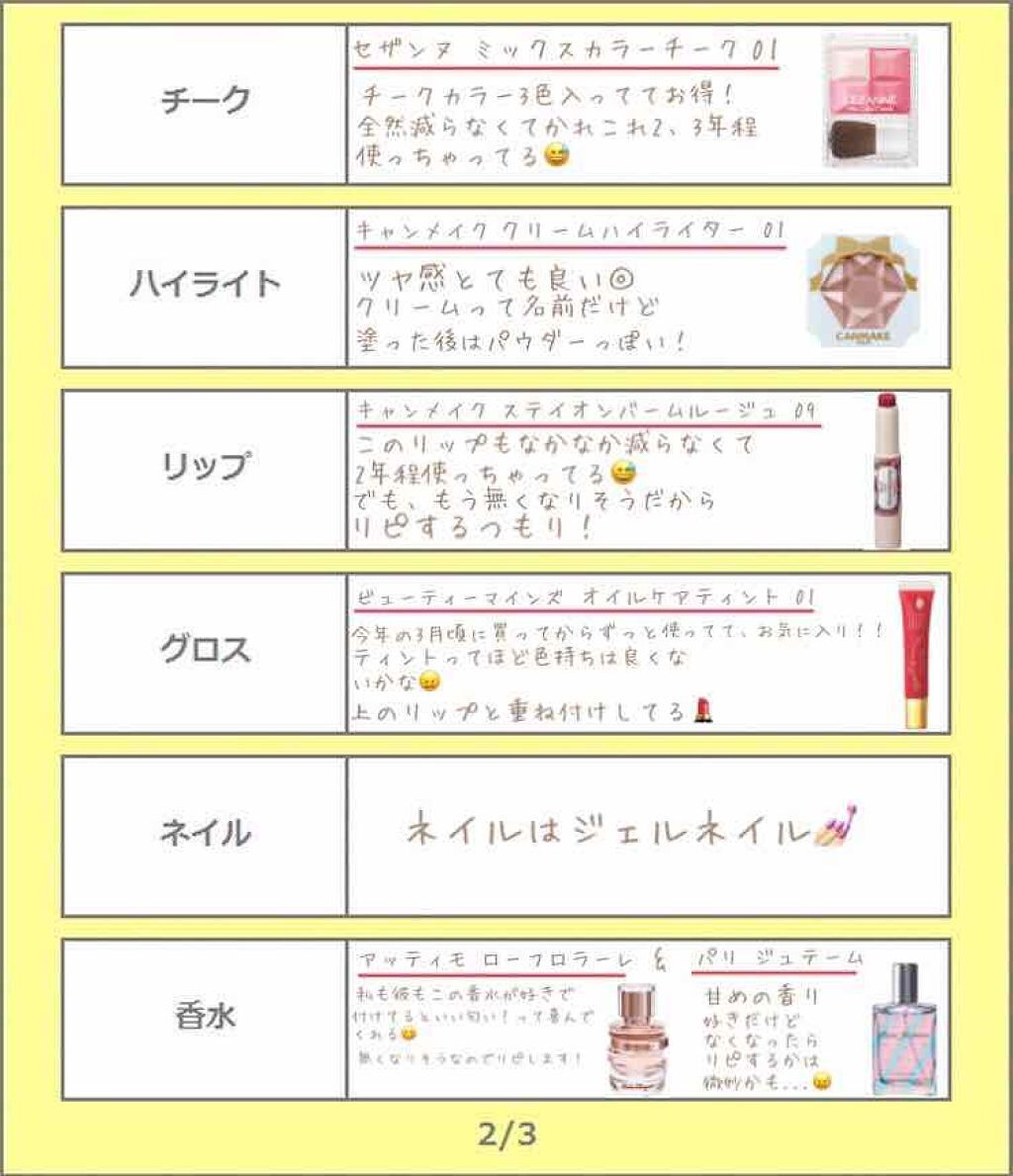 うみ☪︎*。꙳ on LIPS 「✎___˖☽*◌⑅‧✩.推しコスメシート.推..」(2枚目)
