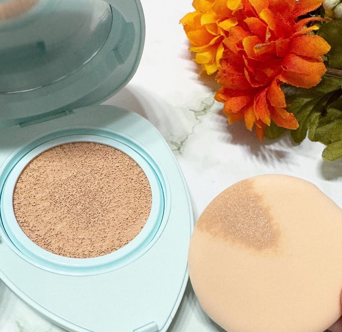 トワタッチ ハートクッション アクアベア 21 ベージュ本体/troistouch/クッションファンデーションを使ったクチコミ（2枚目）