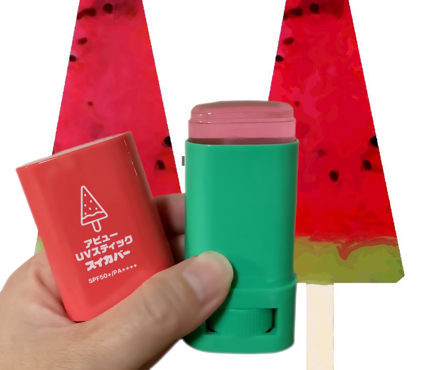アピュー ジューシーパン UVスティック(スイカバー/メロンバー) スイカバー/A’pieu/日焼け止めスティックを使ったクチコミ（2枚目）