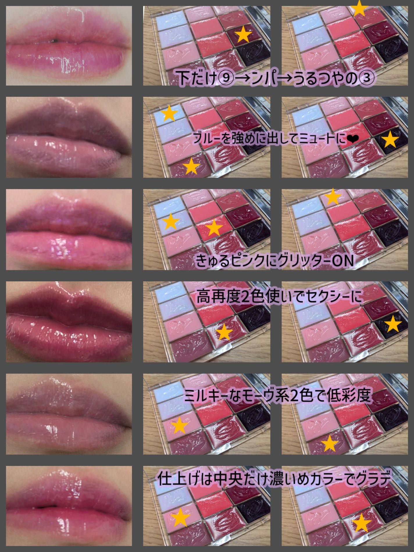 ソフトカラーリングリップパレット/wakemake/口紅を使ったクチコミ(3枚目)