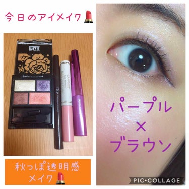 キャンメイク クイックラッシュカーラーERのクチコミ「今日のアイメイク💄

今日はパープルを取り入れて透明感のある秋っぽメイク💄にチャレンジしてみま.....」（1枚目）