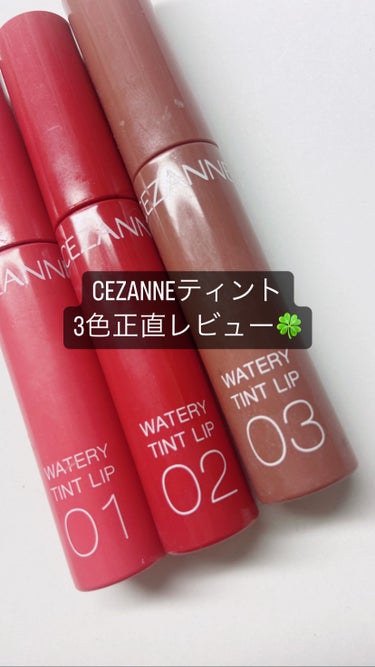 【使った商品】
▶︎CEZANNE ウォータリーティントリップ
▶︎01 ナチュラルピンク
▶︎02 コーラルレッド
▶︎03 ベージュブラウン

【色味】
▶︎01
ピンクレッド！若干ピンクの方が強め