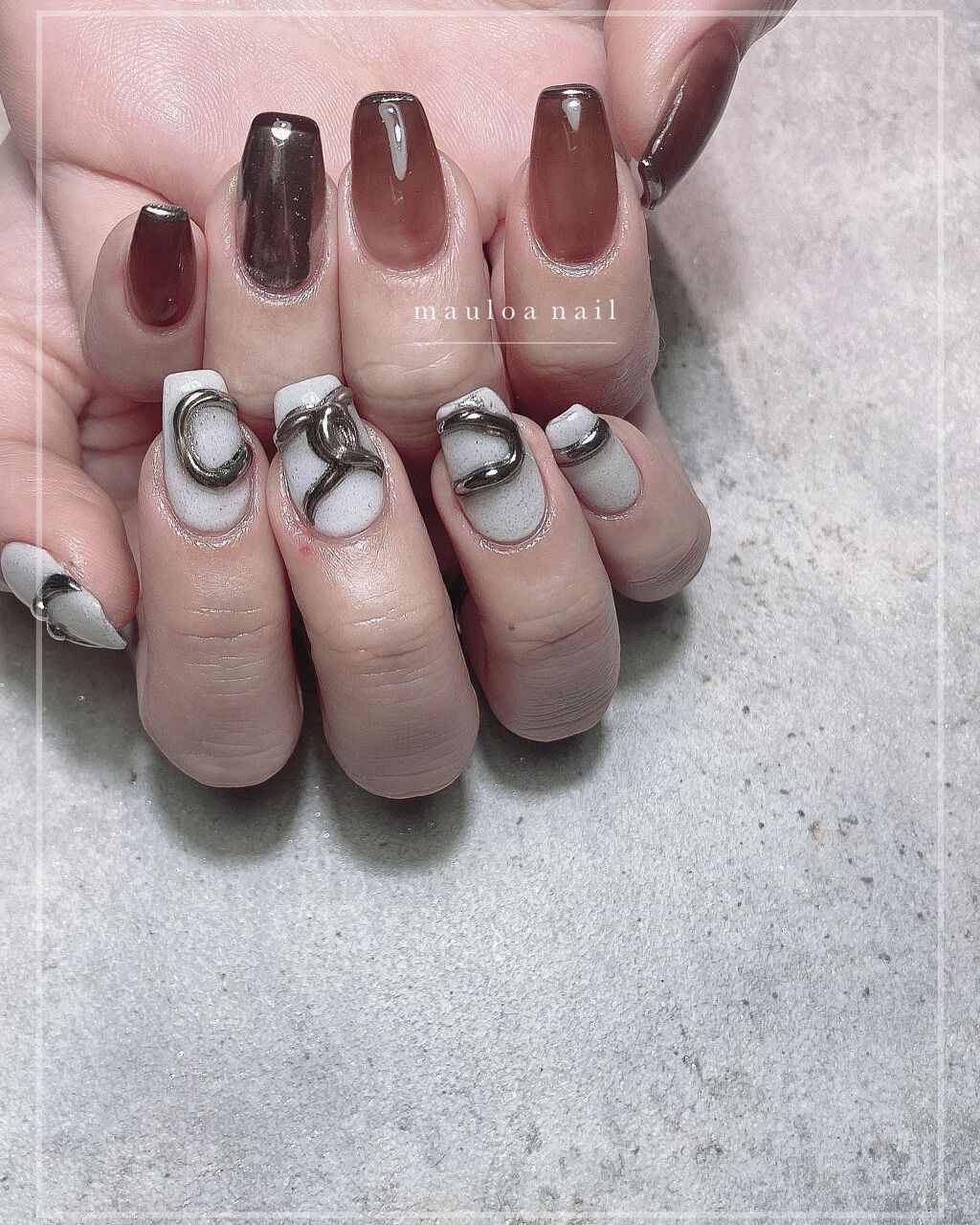 mauloa_nail on LIPS 「・ 持ち込み画像🥰ちらほら秋っぽくされるお客様増えてます☺️🤎..」(1枚目)