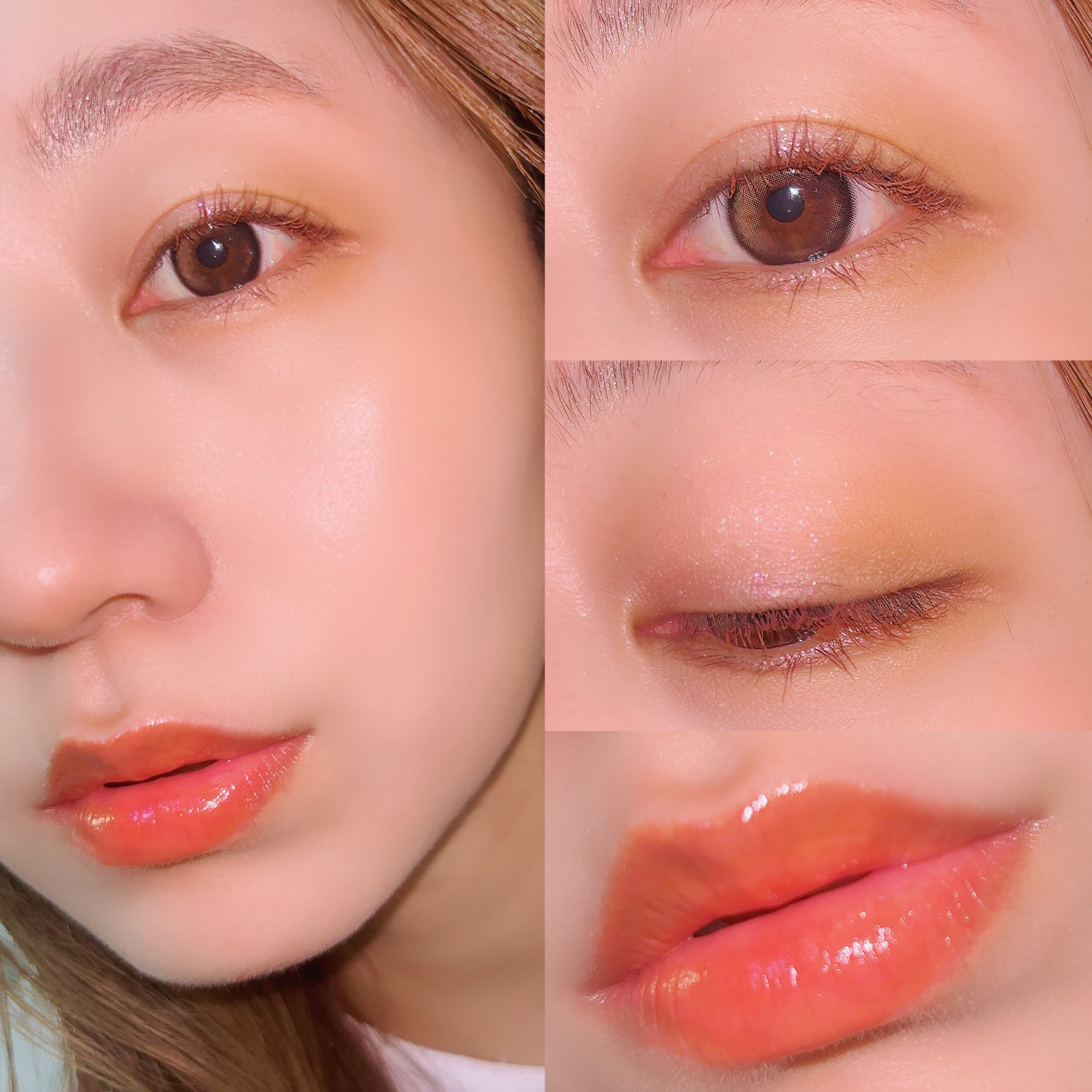 ミニエアリーディップパウダー 101 儚げAPRICOT ORANGE/Fujiko/単色アイシャドウを使ったクチコミ（2枚目）