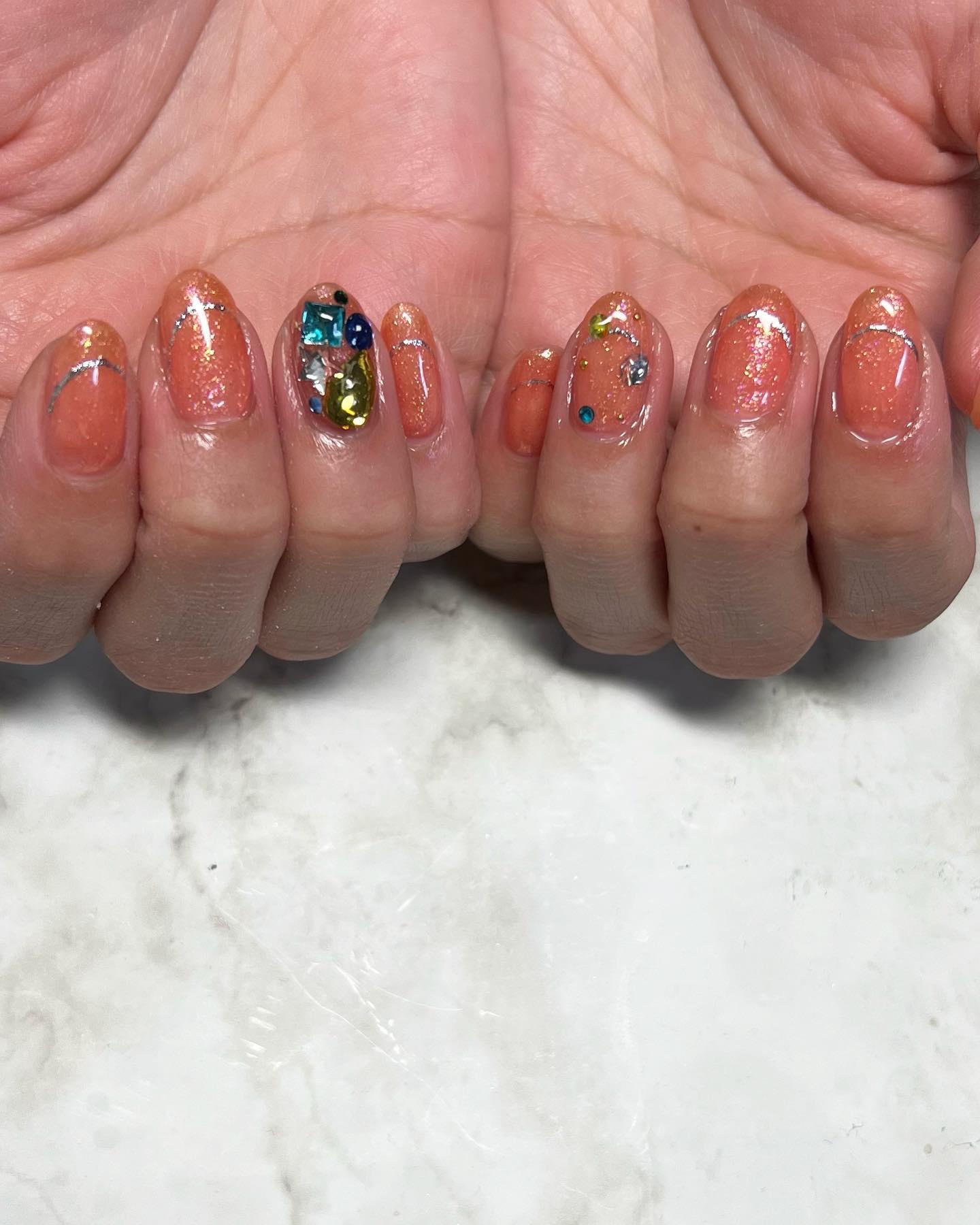 #オレンジネイル,#ネイル,#ニュアンスネイル,#スカルプネイル,#ジェルネイル,#ママネイル,#ギャルネイル,#大人ネイル,#派手ネイル,#ネイル,#城陽ネイル,#京都ネイル,#大阪ネイル,#奈良ネイル,#鮮やか夏ネイルのネイルデザイン