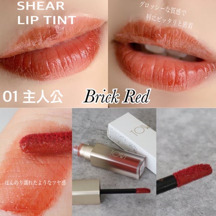 シアーリップティント 01 主人公〈brick red〉/TOWI/リップティントを使ったクチコミ(2枚目)