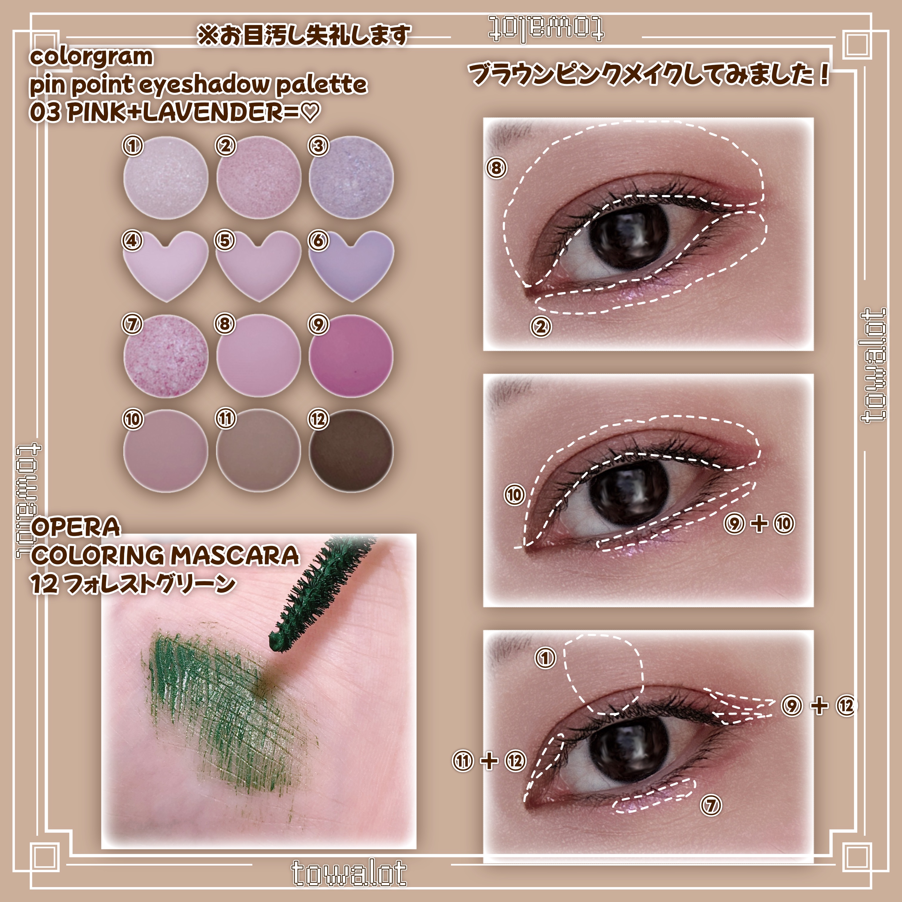 目元チュートリアルアイパレット/Colorgram/アイシャドウパレットを使ったクチコミ（2枚目）