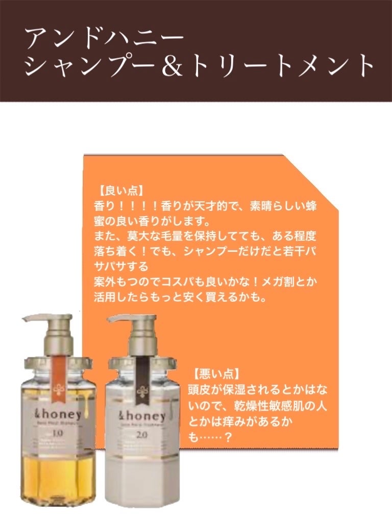 ディープモイスト シャンプー1.0/ヘアトリートメント2.0/&honey/市販シャンプーを使ったクチコミ(2枚目)