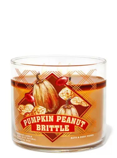 BATH&BODY WORKS
scented candle
pumpkin peanut brittle

香り
Crunchy Caramel Brittle, Salty Peanuts, Toa