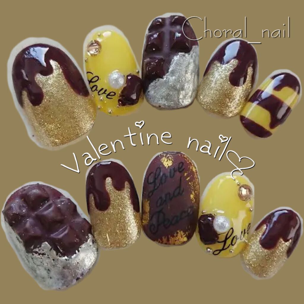 #バレンタインネイルのネイルデザイン