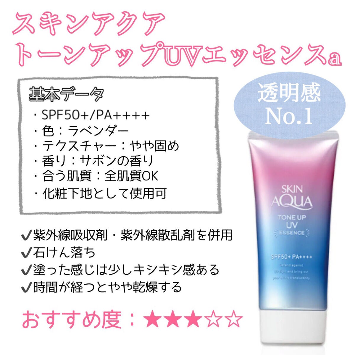 スキンアクア トーンアップUVエッセンス/スキンアクア/日焼け止めクリームを使ったクチコミ(3枚目)