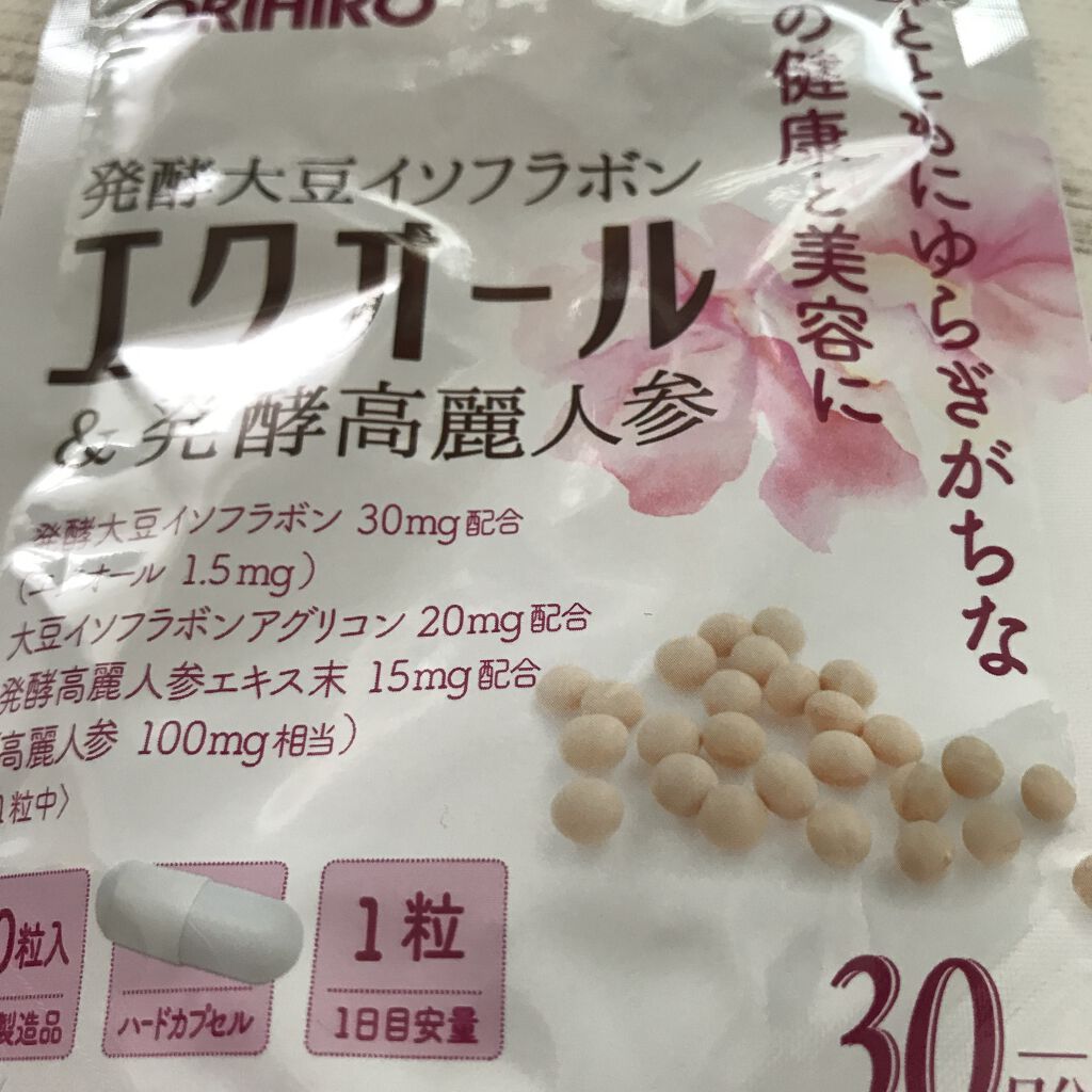オリヒロ エクオール＆発酵高麗人参のクチコミ「定期コースの他社メーカーより少し安いので変更してみました。
1粒でいいので楽なので、飲みやすい.....」（1枚目）