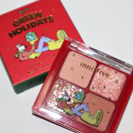 エアリー トゥインクル アイパレット 2021 Green Holidays Edition/innisfree/アイシャドウパレットを使ったクチコミ(7枚目)